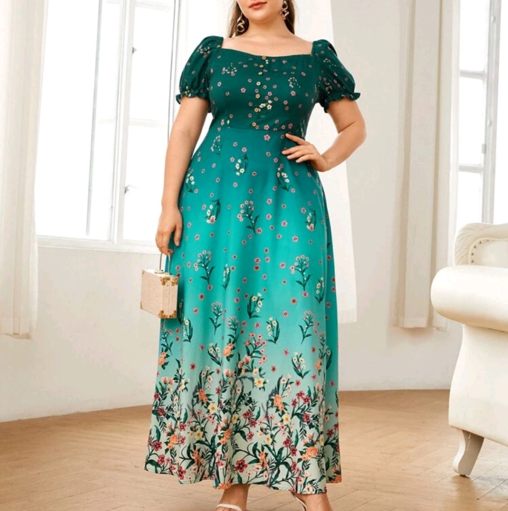 Floral Ombre A-line Dress 4x